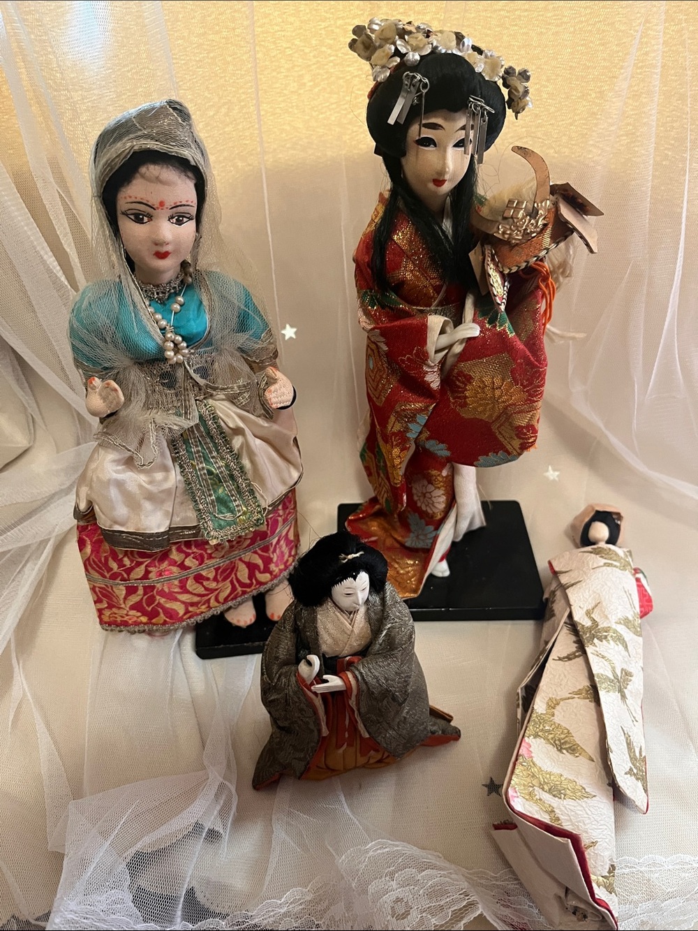 Handcrafted Multicolor Decorative Asian Dolls Set - Home Accents